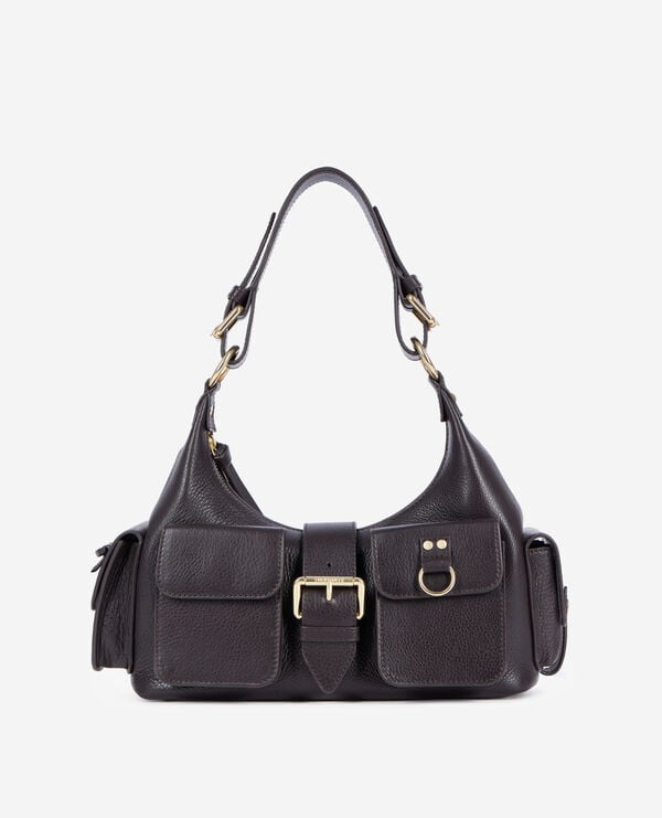 The Kooples FEMME BROWN sac amelia en cuir grainé marron
