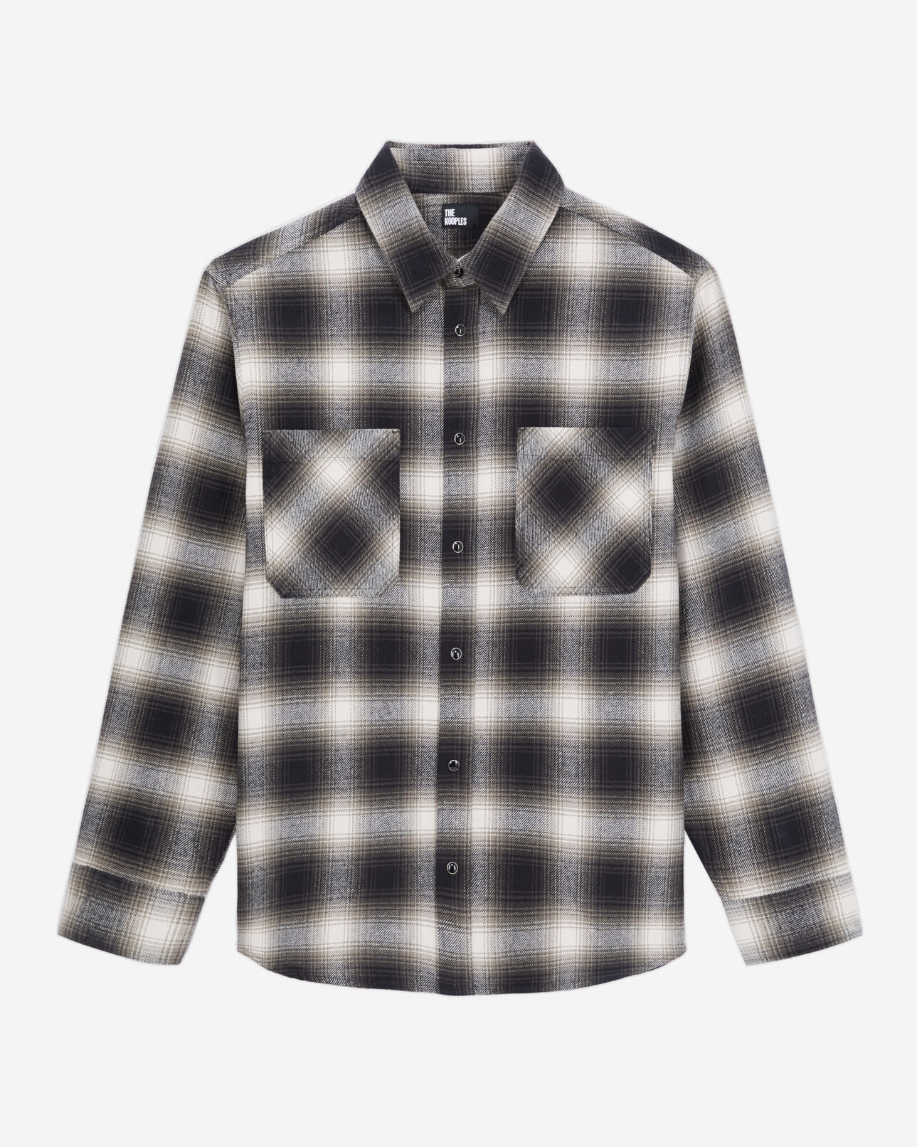 The Kooples HOMME BLACK GREY surchemise à carreaux noirs et blancs