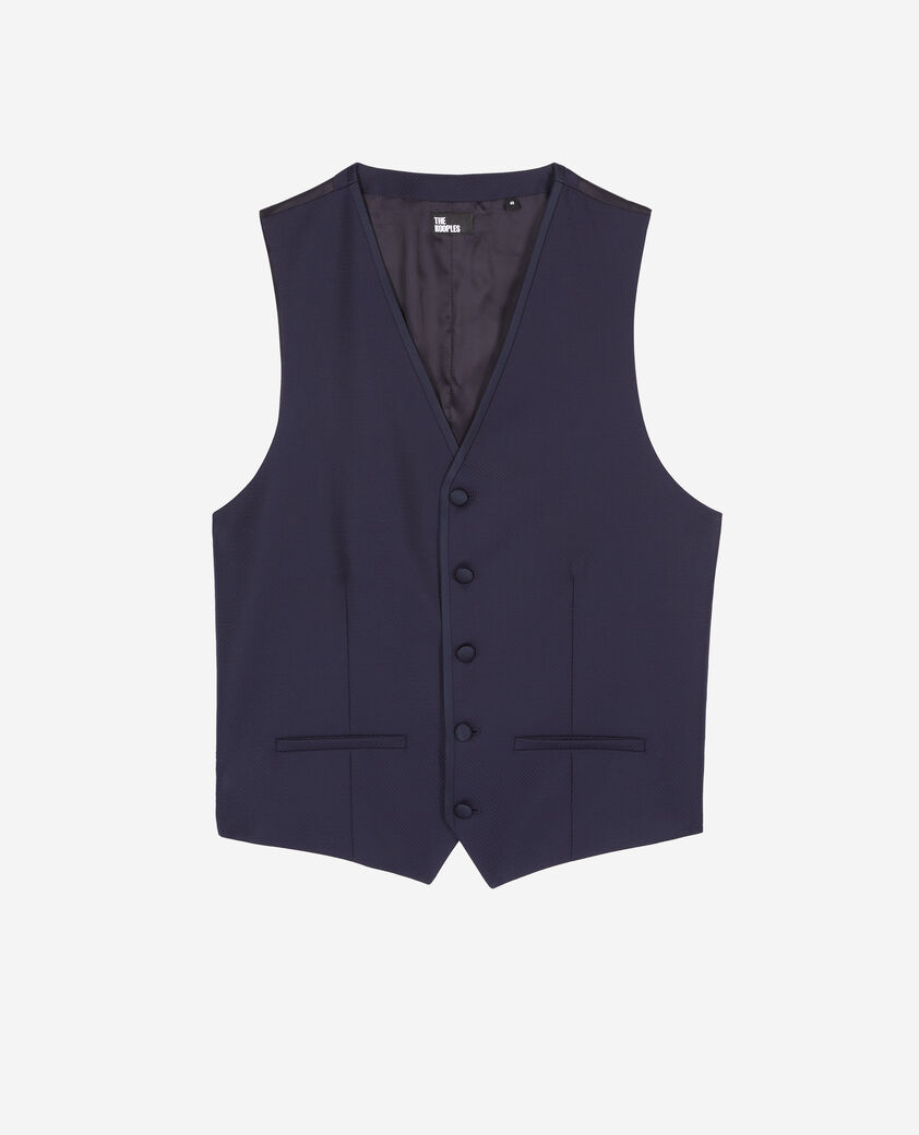 The Kooples MEN NAVY navy blue wool fitted tuxedo waistcoat