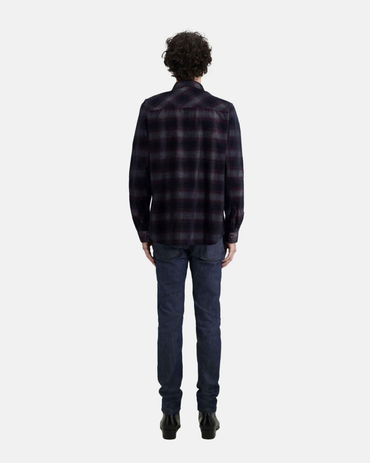 The Kooples HOMME BLACK / BURGUNDY chemise à carreaux noir et bordeaux