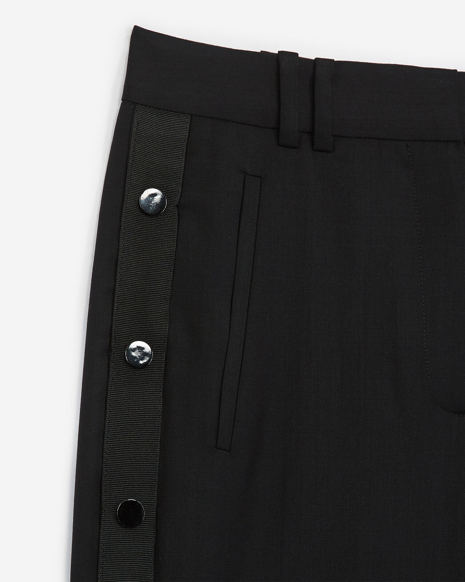 Pantalon ajusté noir à boutons-pression, BLACK, hi-res image number null