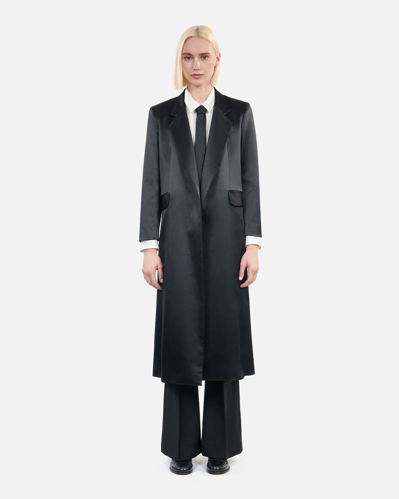 The Kooples FEMME BLACK manteau the kooples x carolina ritzler en satin noir