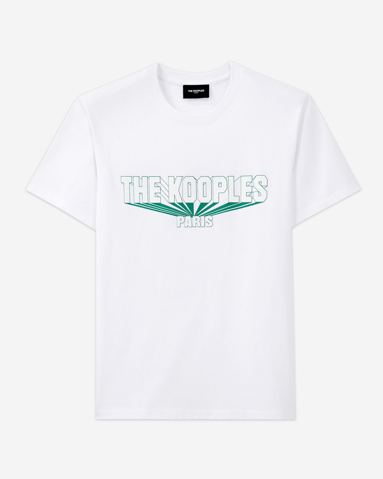 The Kooples MEN WHITE white cotton t-shirt with green 3d logo