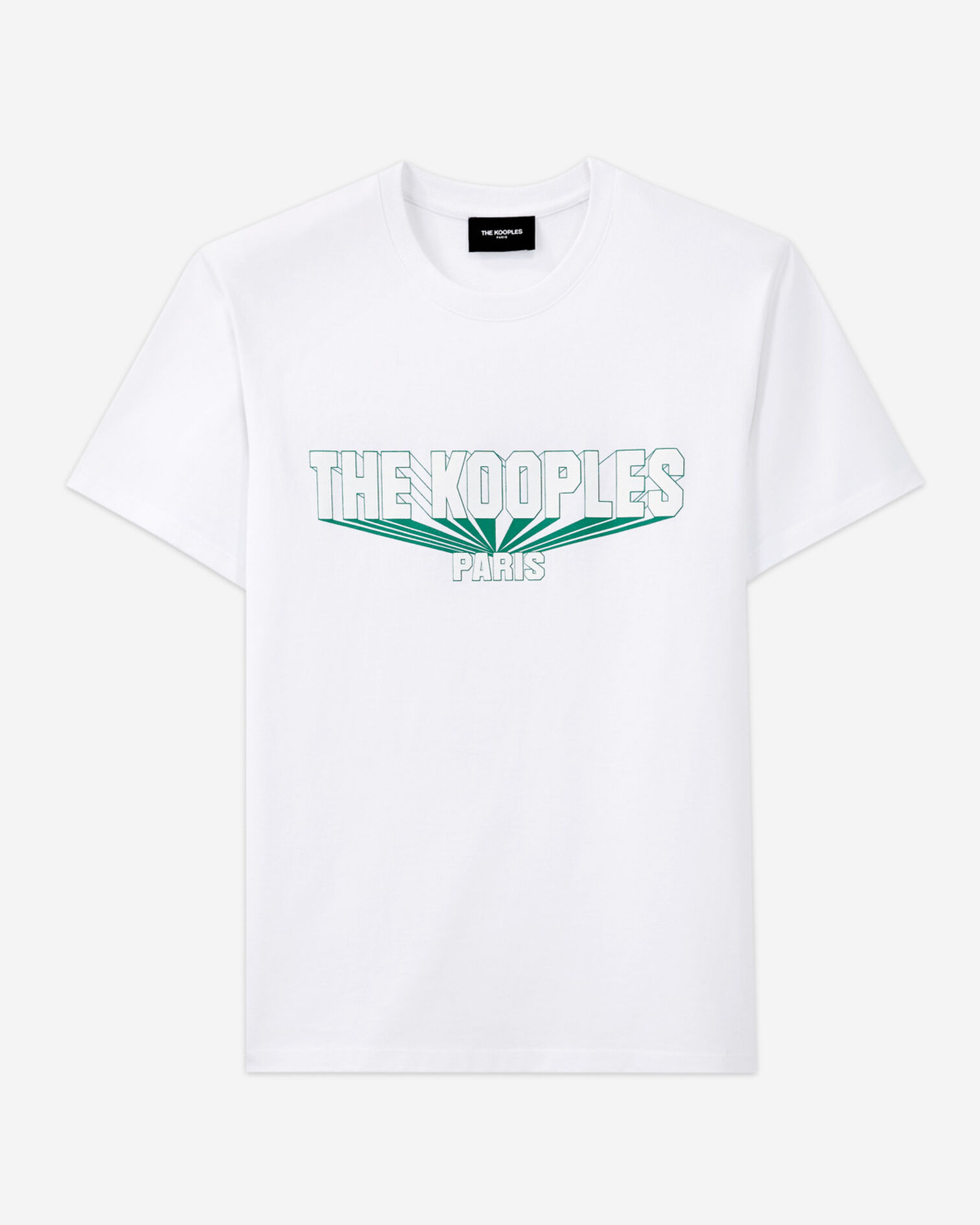 White cotton T-shirt with green 3D logo, WHITE, hi-res image number null