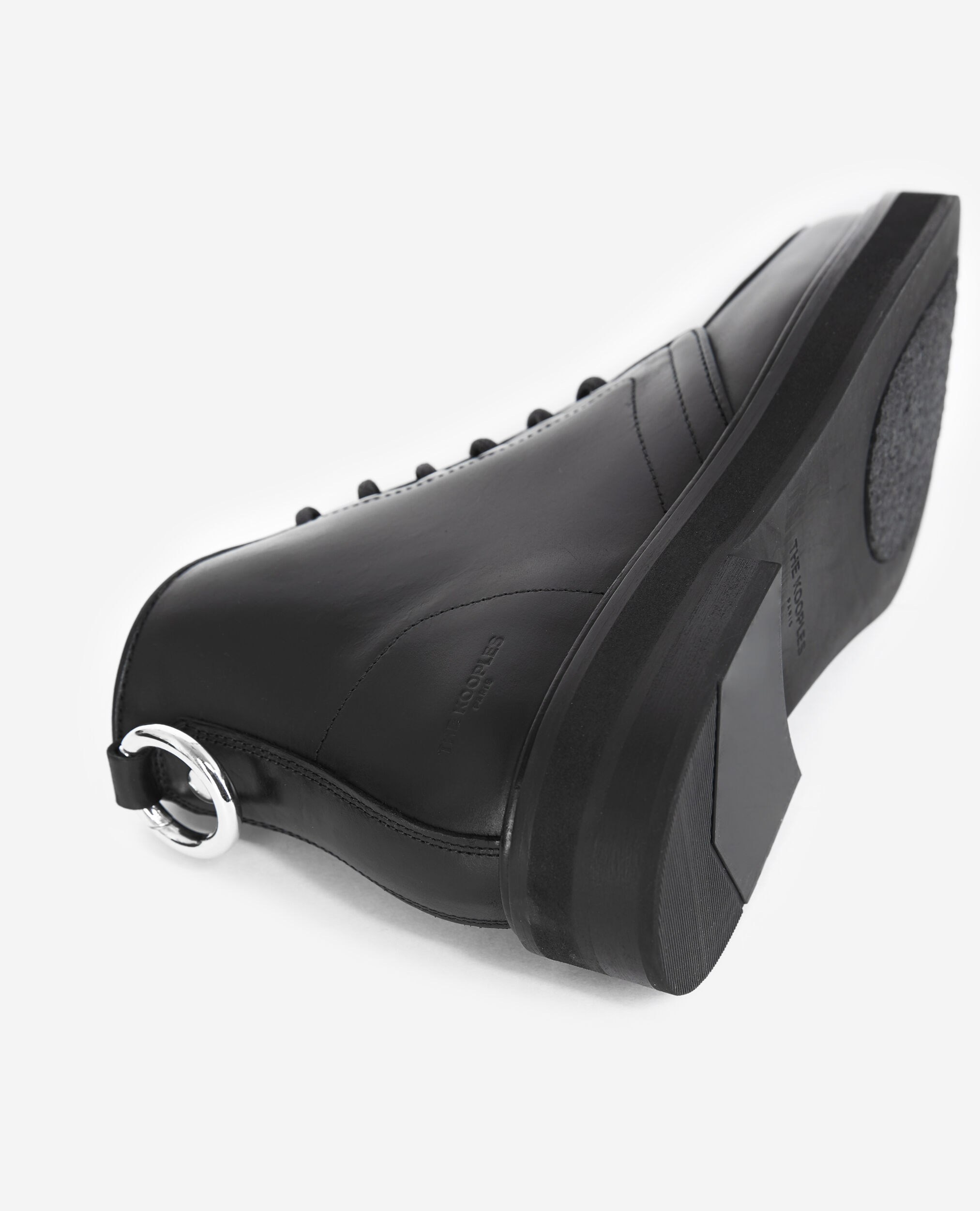 Chunky smooth black leather ankle boots, BLACK, hi-res image number null