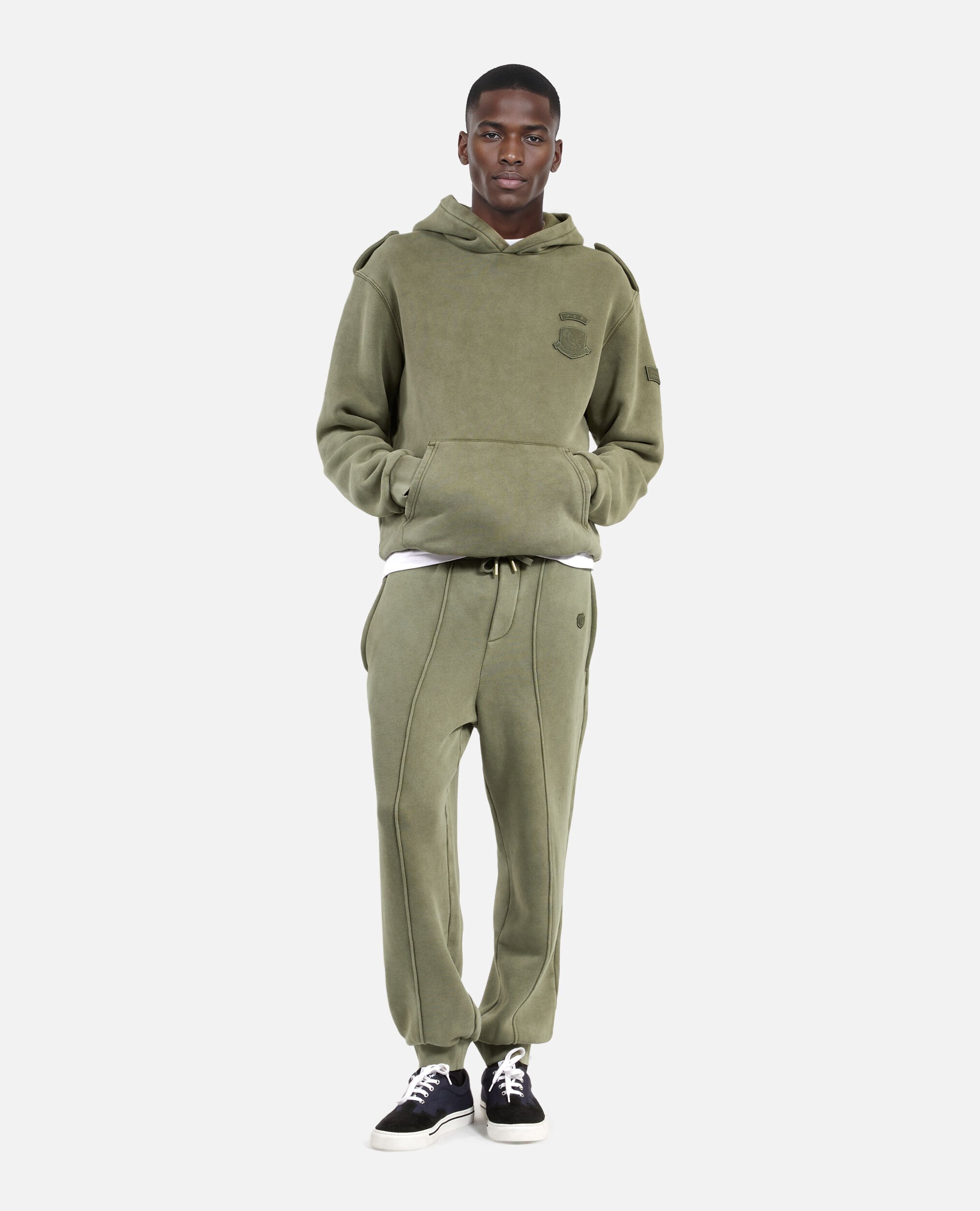 Hooded sweatshirt with khaki patches, KAKI, hi-res image number null