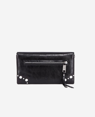 The Kooples FEMME BLACK petite pochette jill en cuir noir avec clous et chaîne