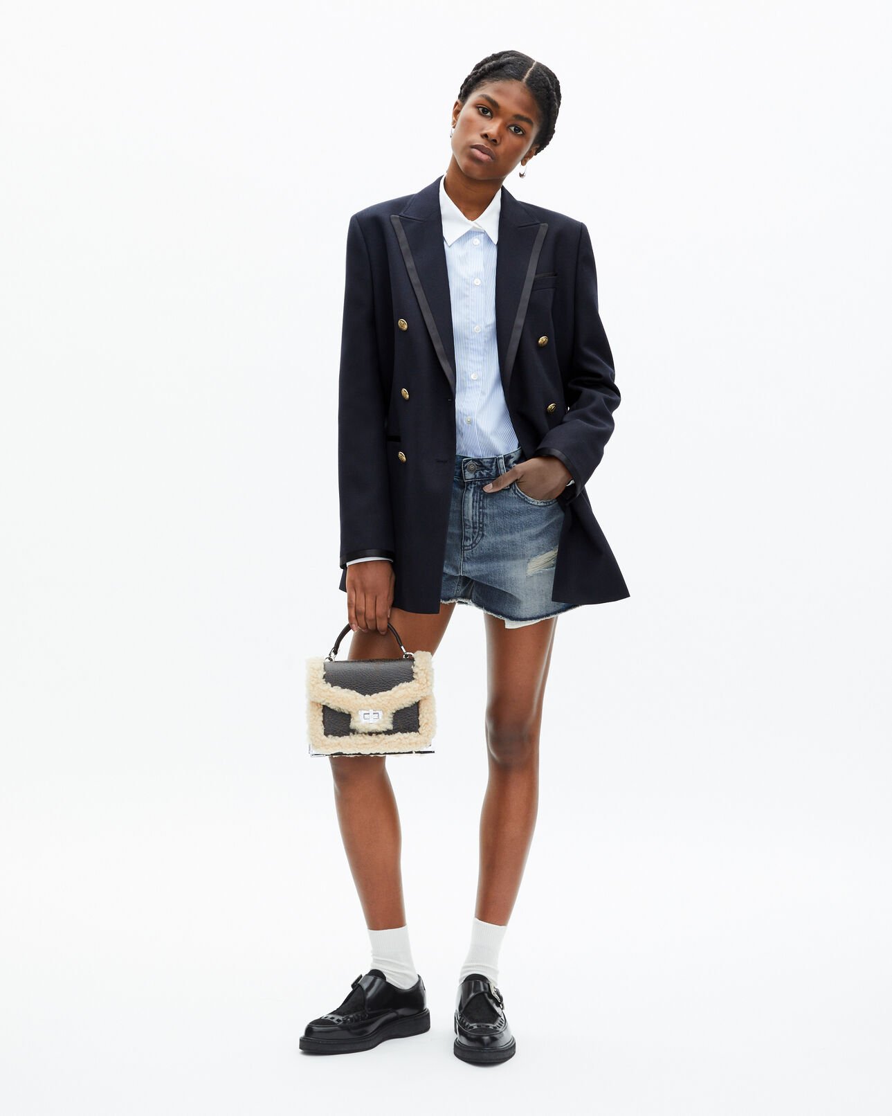 The Kooples FEMME DARK NAVY veste tailleur en laine mélangée bleu marine