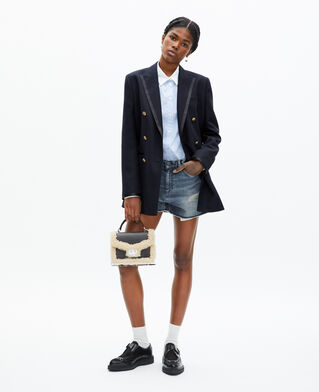 The Kooples WOMEN DARK NAVY navy blue wool-blend suit jacket