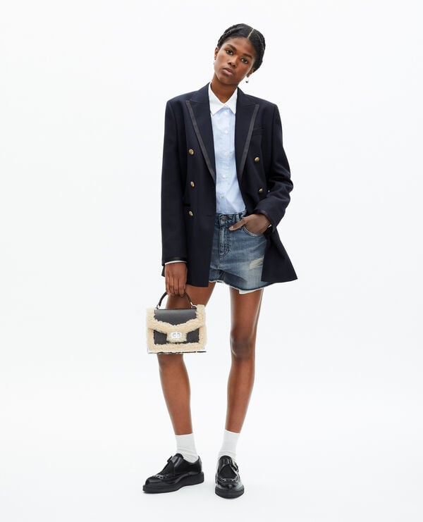 The Kooples WOMEN DARK NAVY navy blue wool-blend suit jacket