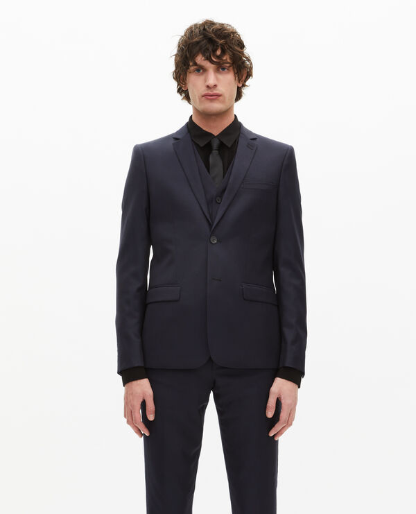 The Kooples HOMME DARK NAVY veste de costume en laine droite bleue