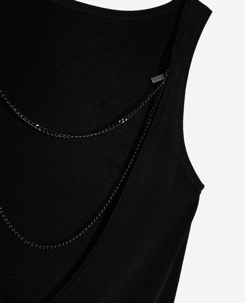 The Kooples FEMME BLACK top en maille avec cha&icirc;nes noir