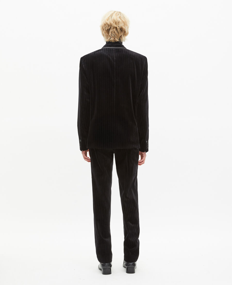 The Kooples MEN BLACK black velvet straight-cut suit jacket