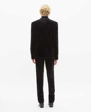 The Kooples MEN BLACK black velvet straight-cut suit jacket