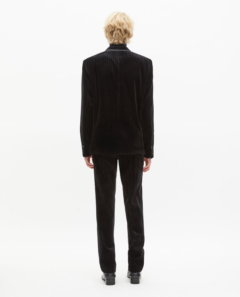 The Kooples HOMME BLACK veste de costume coupe droite en velours noir