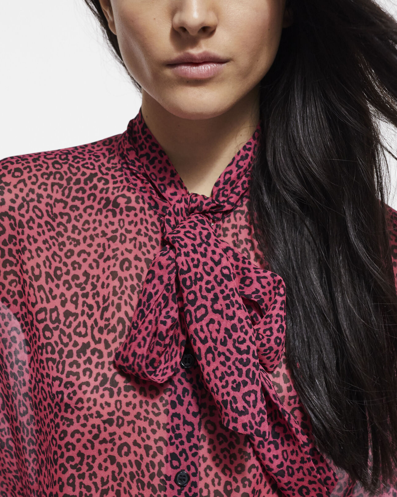 The Kooples WOMEN PINK BLACK pink leopard-print shirt
