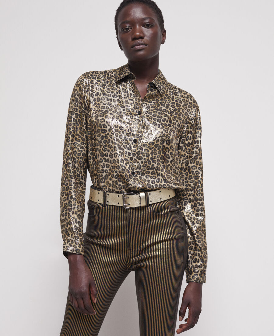 flowing leopard-print shirt