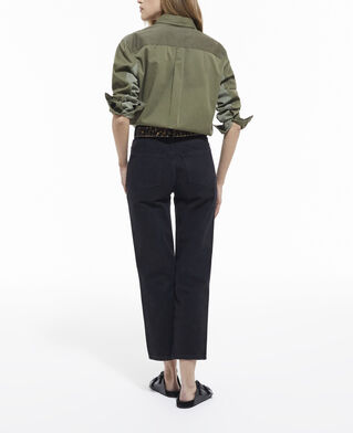 The Kooples F OLIVE NIGHT khaki patchwork denim shirt