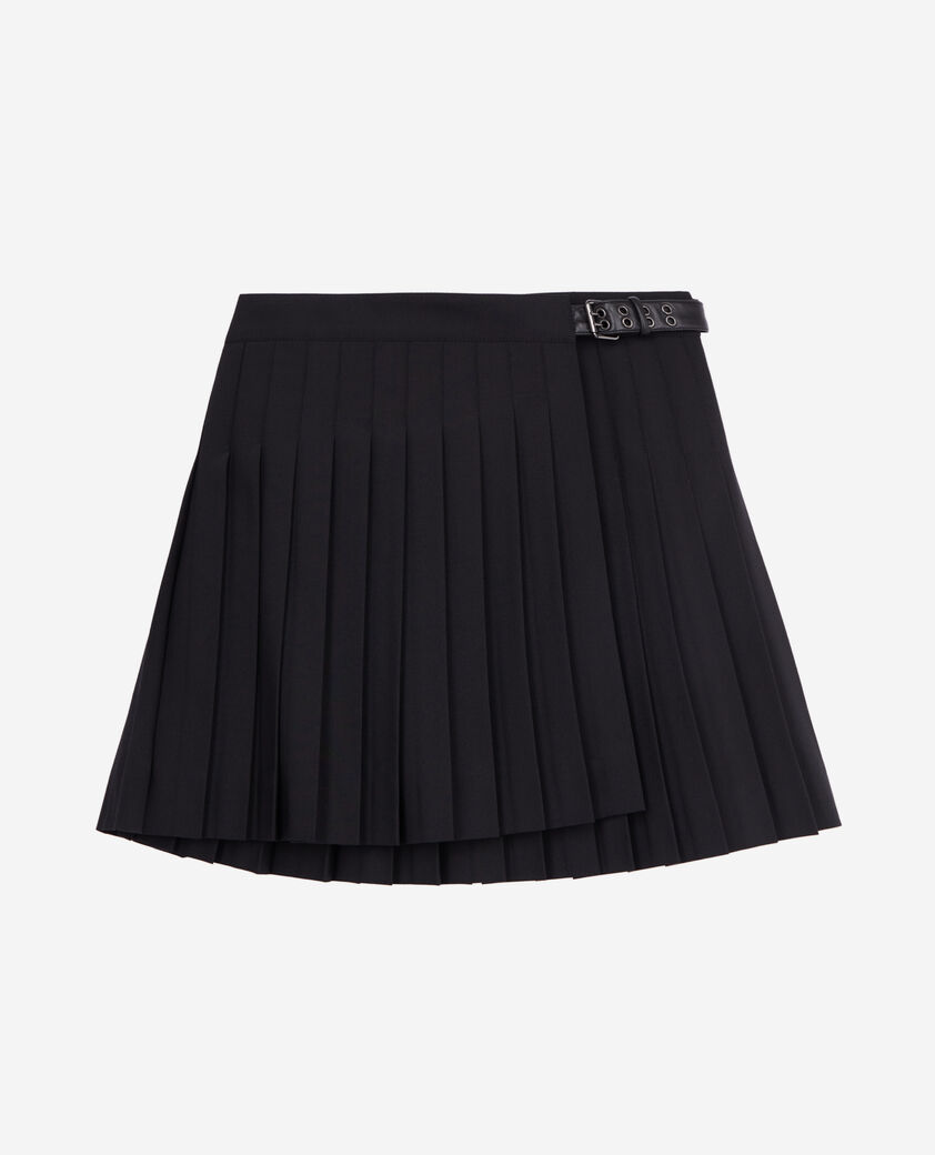 The Kooples FEMME BLACK jupe courte noire plissée