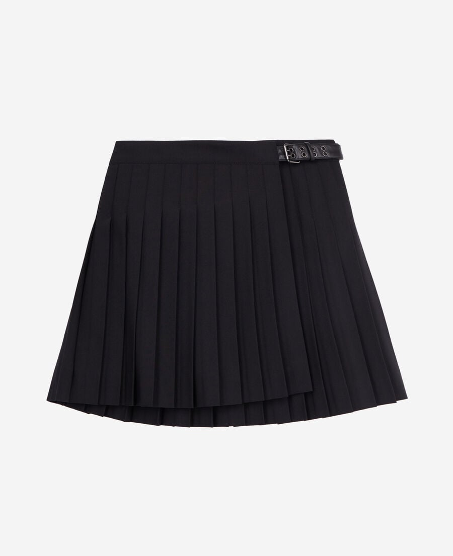 The Kooples FEMME BLACK jupe courte noire plissée
