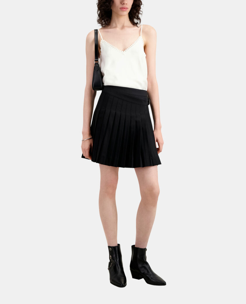 The Kooples FEMME BLACK jupe courte noire plissée