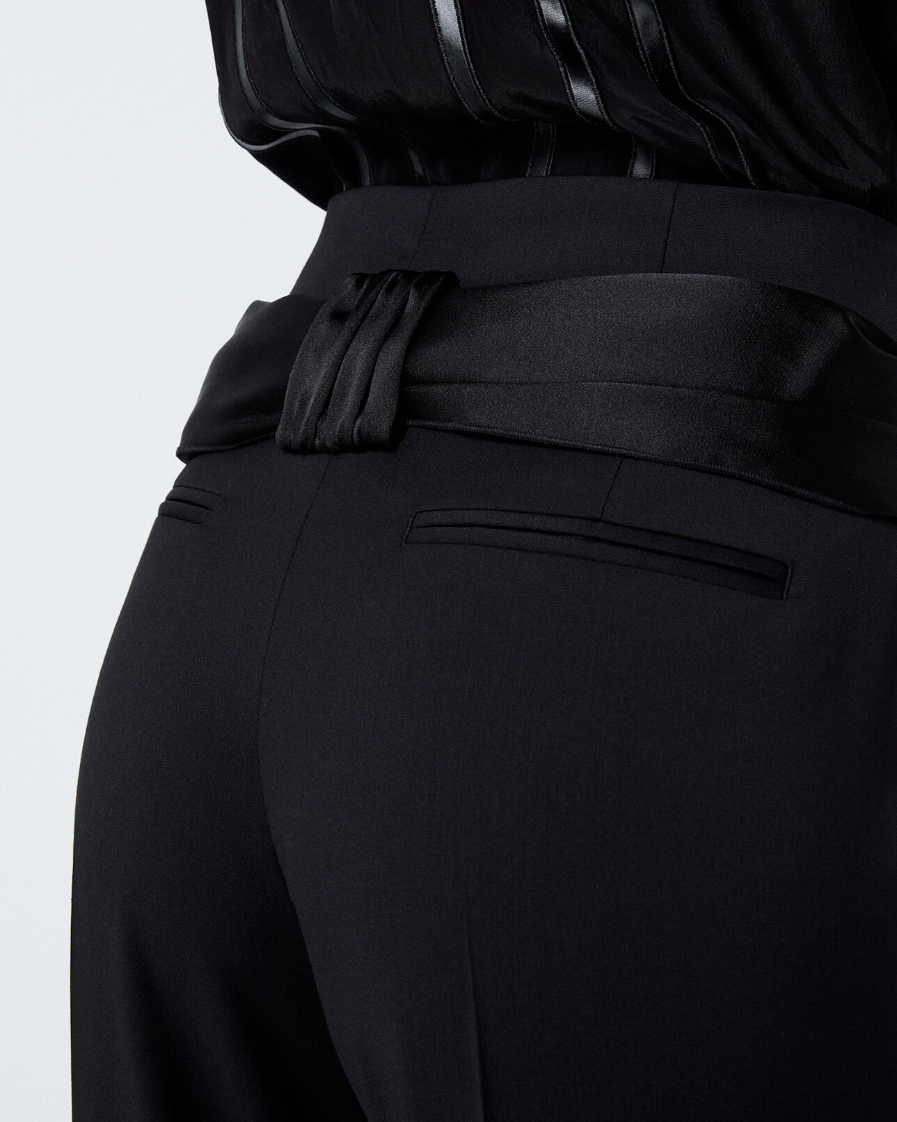 The Kooples DAMEN BLACK schwarze wollhose mit bindegürtel