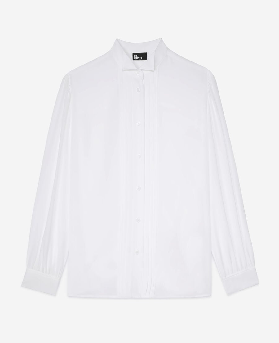The Kooples FEMME ECRU chemise en soie avec plissage &eacute;crue