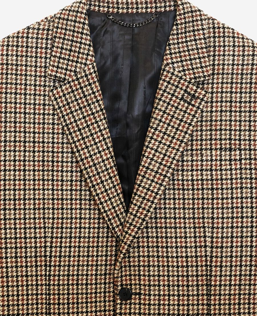 The Kooples HERREN FAUVE braun-schwarze hahnentrittjacke