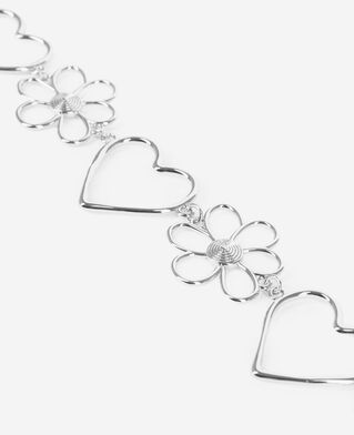 The Kooples F SILVER silver heart and flower choker necklace