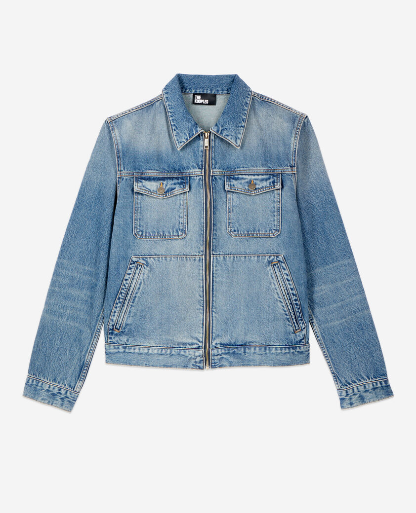 The Kooples HOMME MEDIUM BLUE blouson en denim bleu