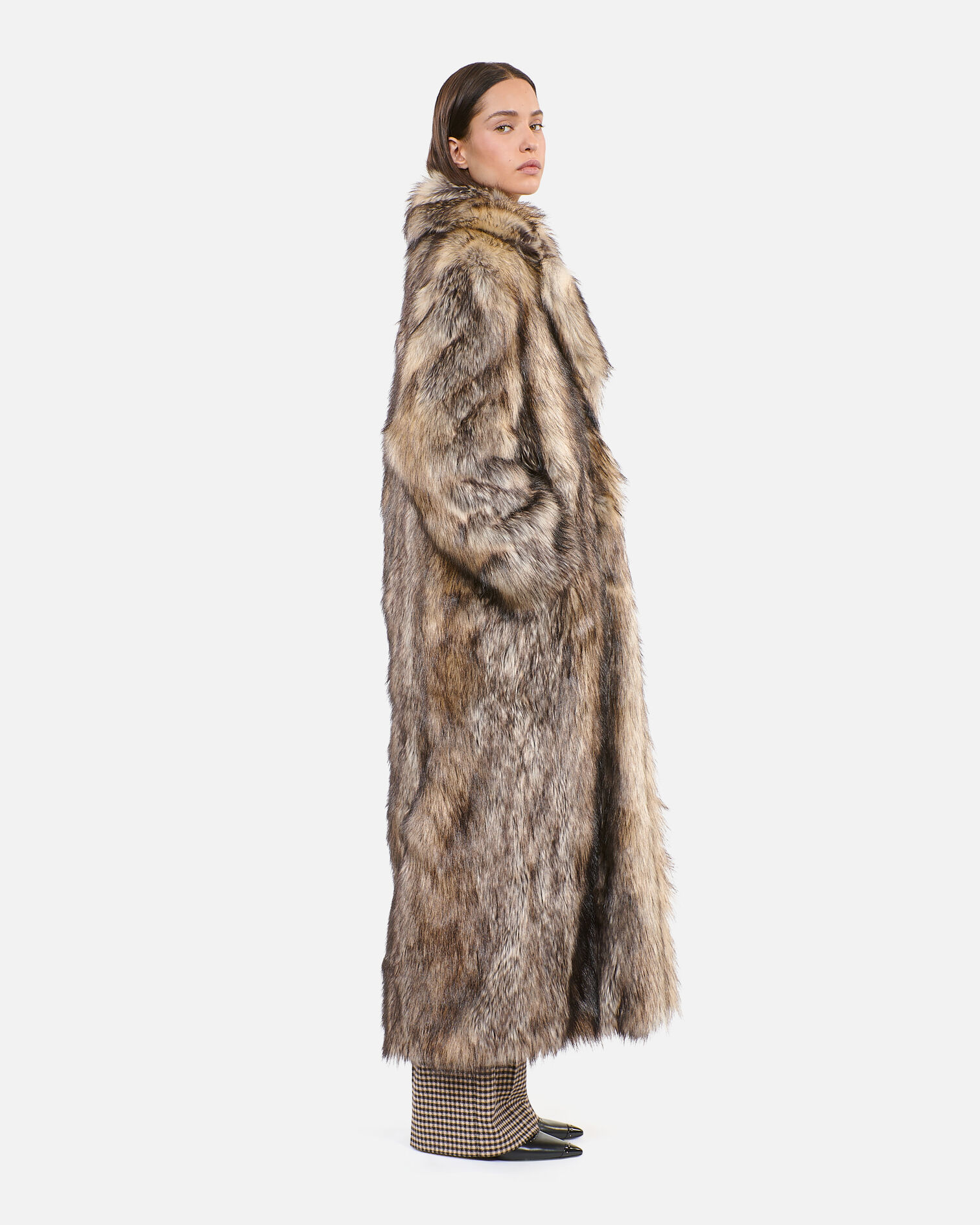 Manteau long effet fourrure beige, DARK BEIGE, hi-res image number null