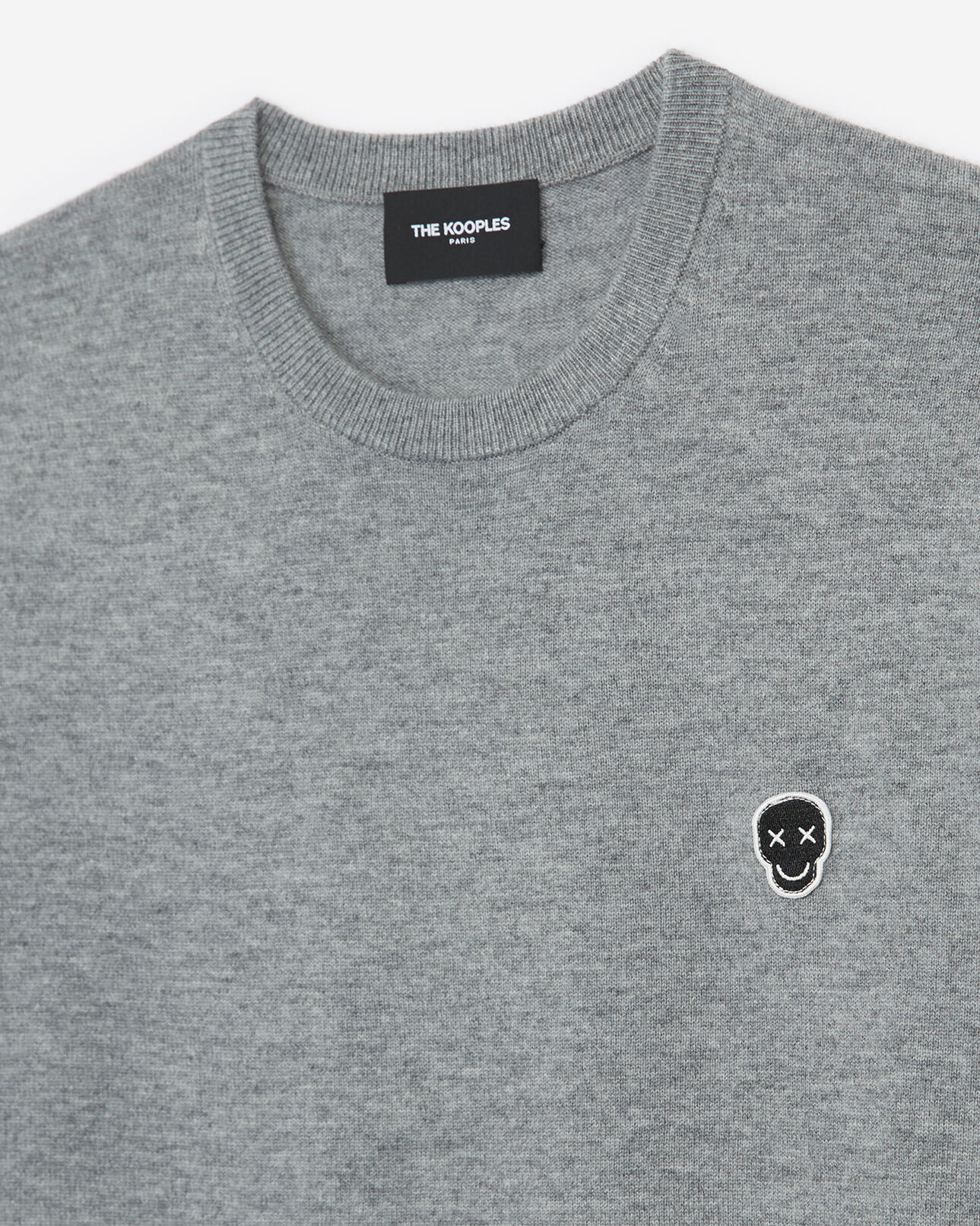 The Kooples HOMME LIGHT GREY pull laine grise col rond