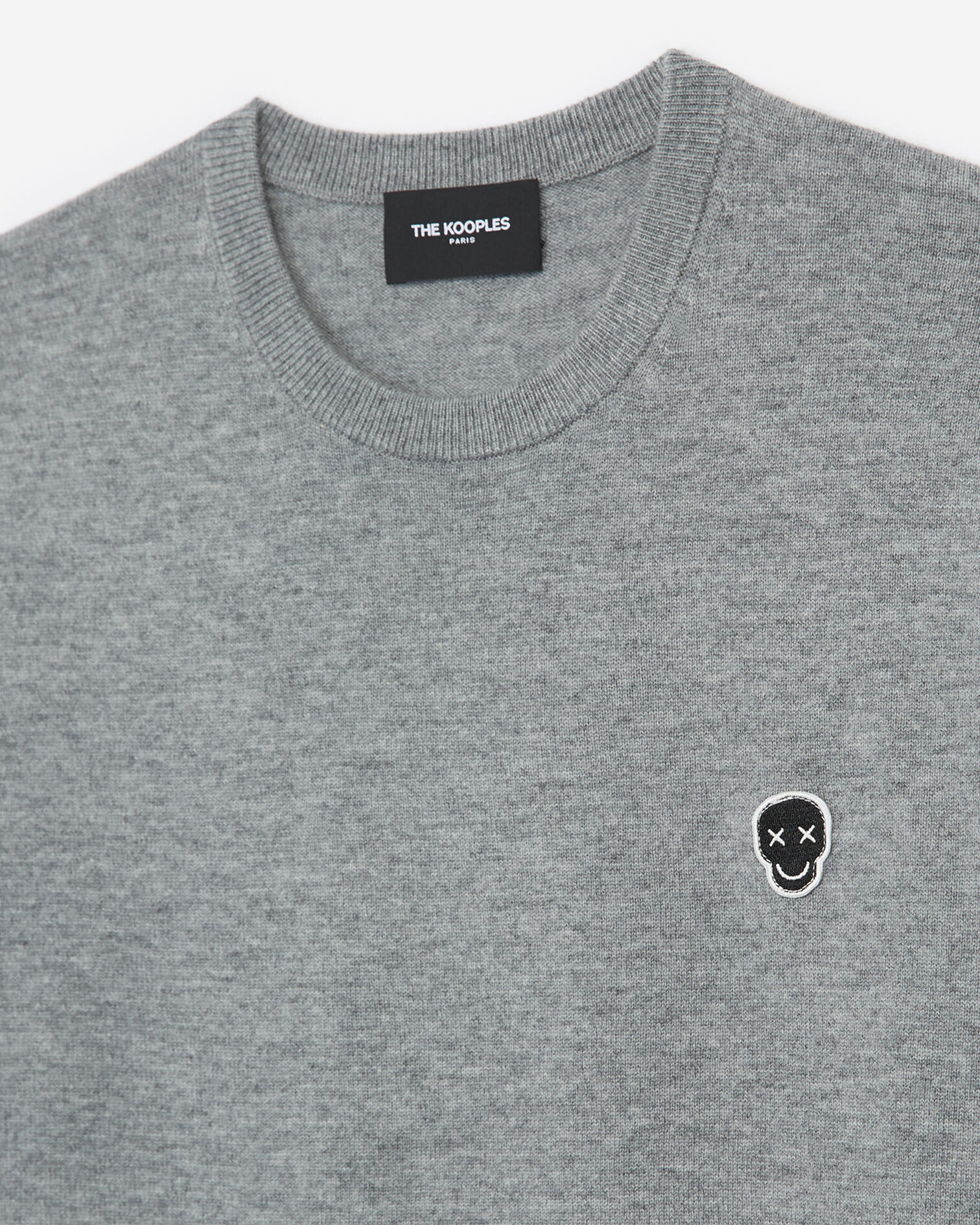 Pull laine grise col rond, LIGHT GREY, hi-res image number null