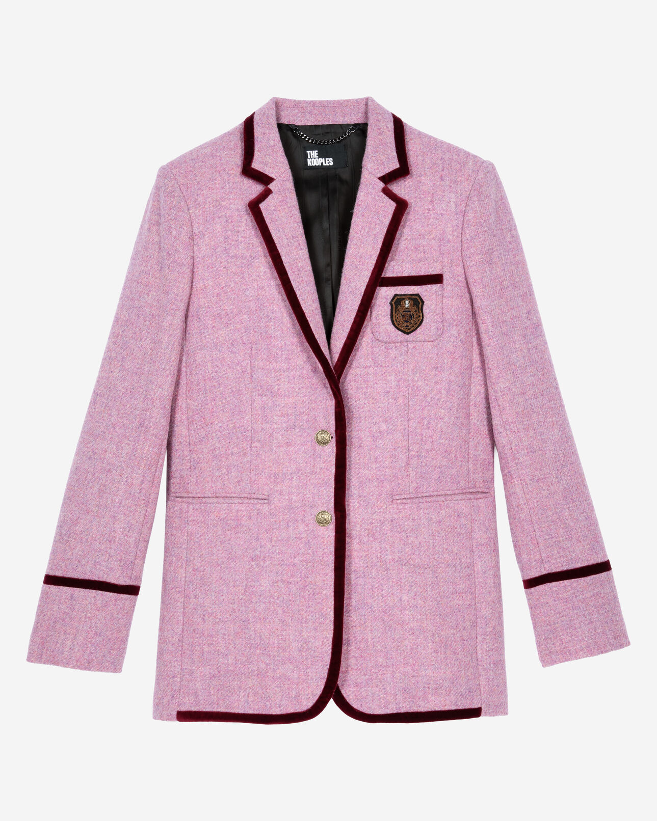 The Kooples FEMME PINK veste taille the kooples x harris tweed rose en laine
