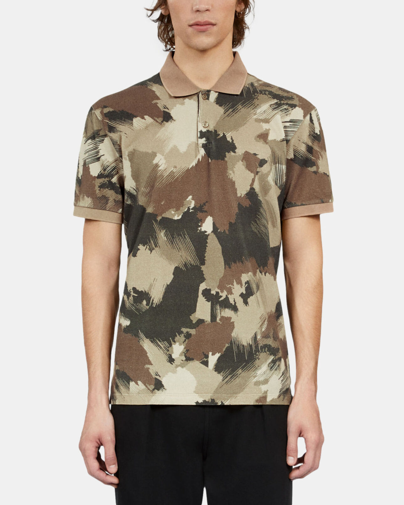 The Kooples MEN CAMOUFLAGE camouflage print pique cotton polo t-shirt