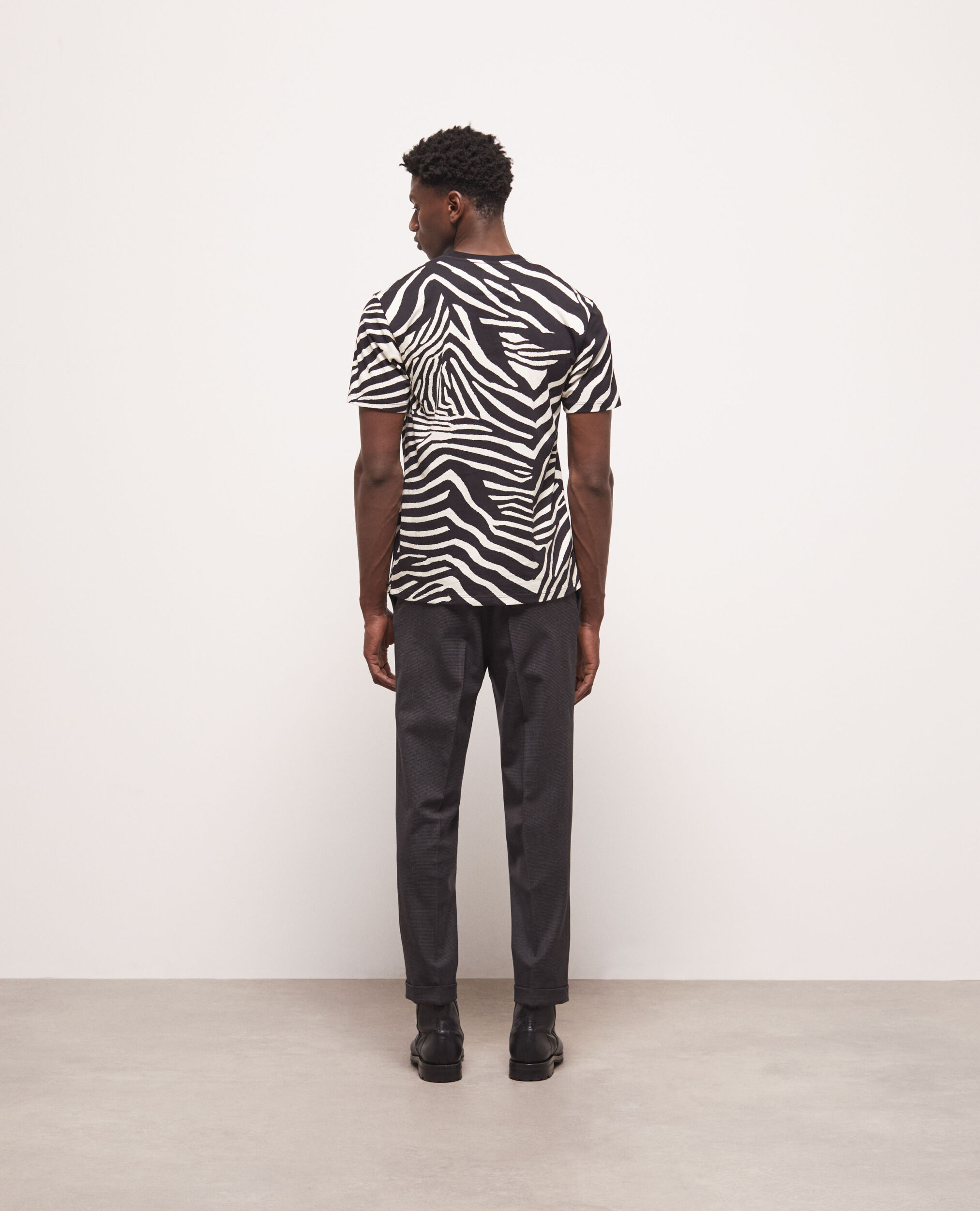 Men's zebra print t-shirt, BLACK / WHITE, hi-res image number null