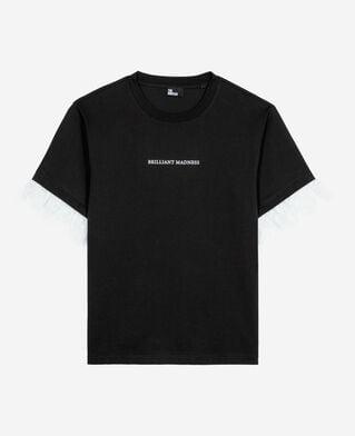 The Kooples F BLACK t-shirt with screen print and black lace