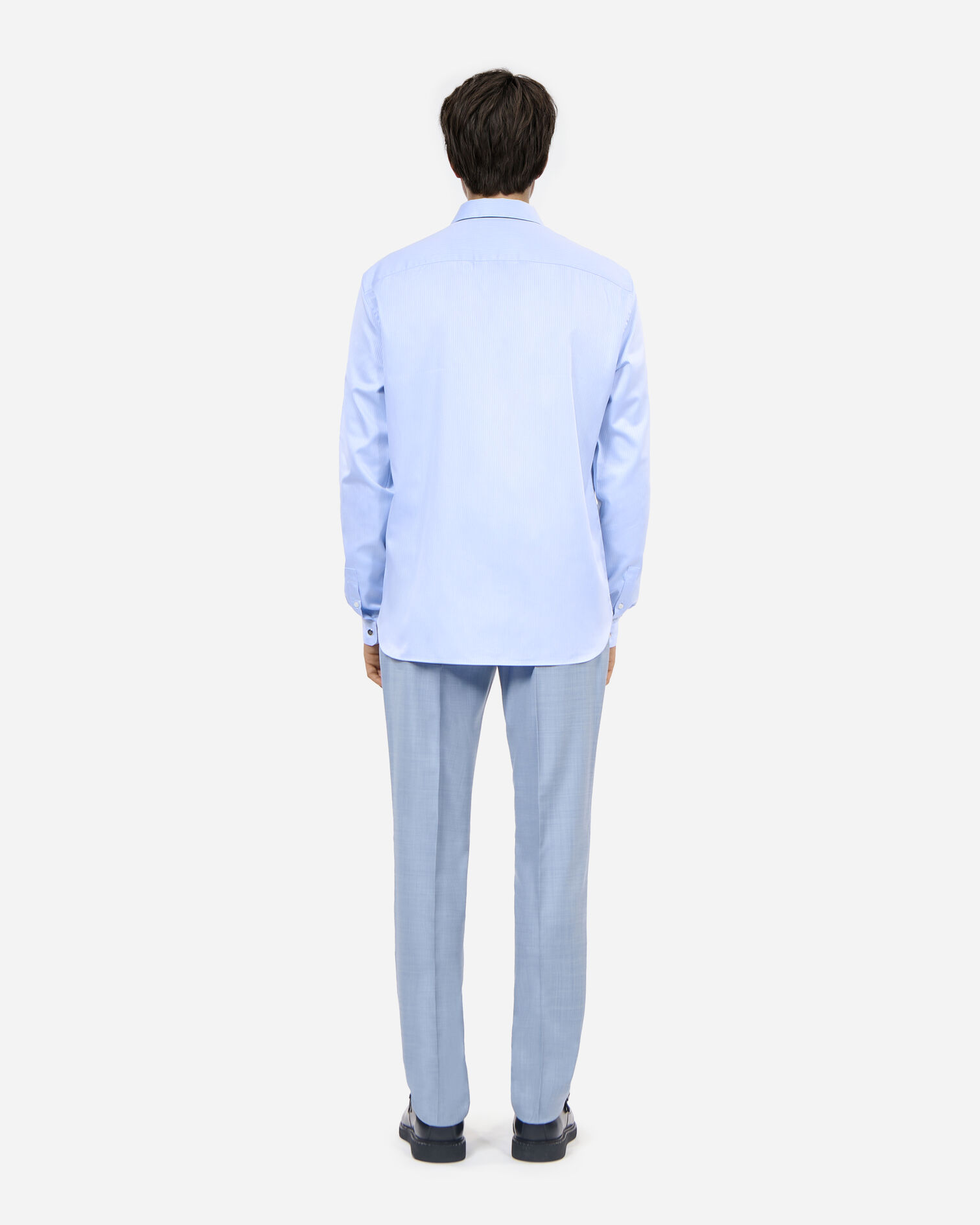 Blue herringbone striped formal shirt, BLUE WHITE, hi-res image number null