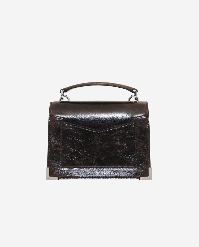 The Kooples FEMME BROWN sac emily small en cuir craquelé marron