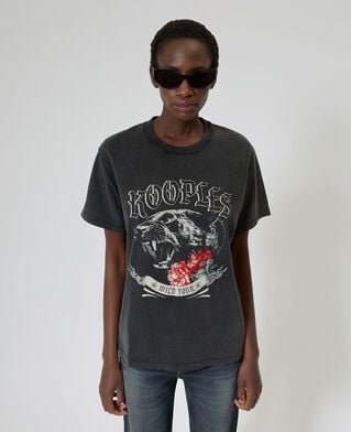 The Kooples F BLACK WASHED t-shirt with black screen print