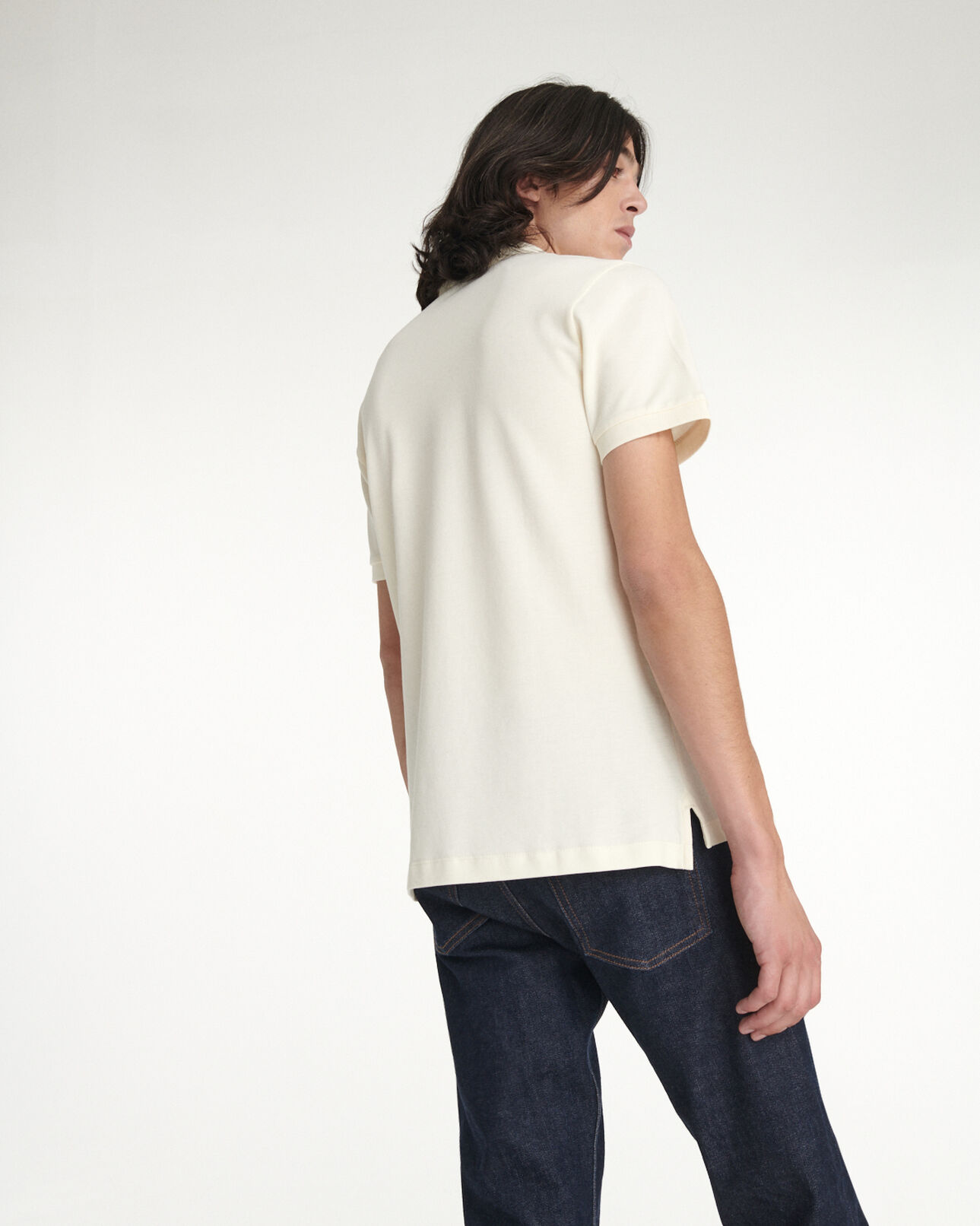 The Kooples HERREN CREAM poloshirt cremefarben offizierskragen badge