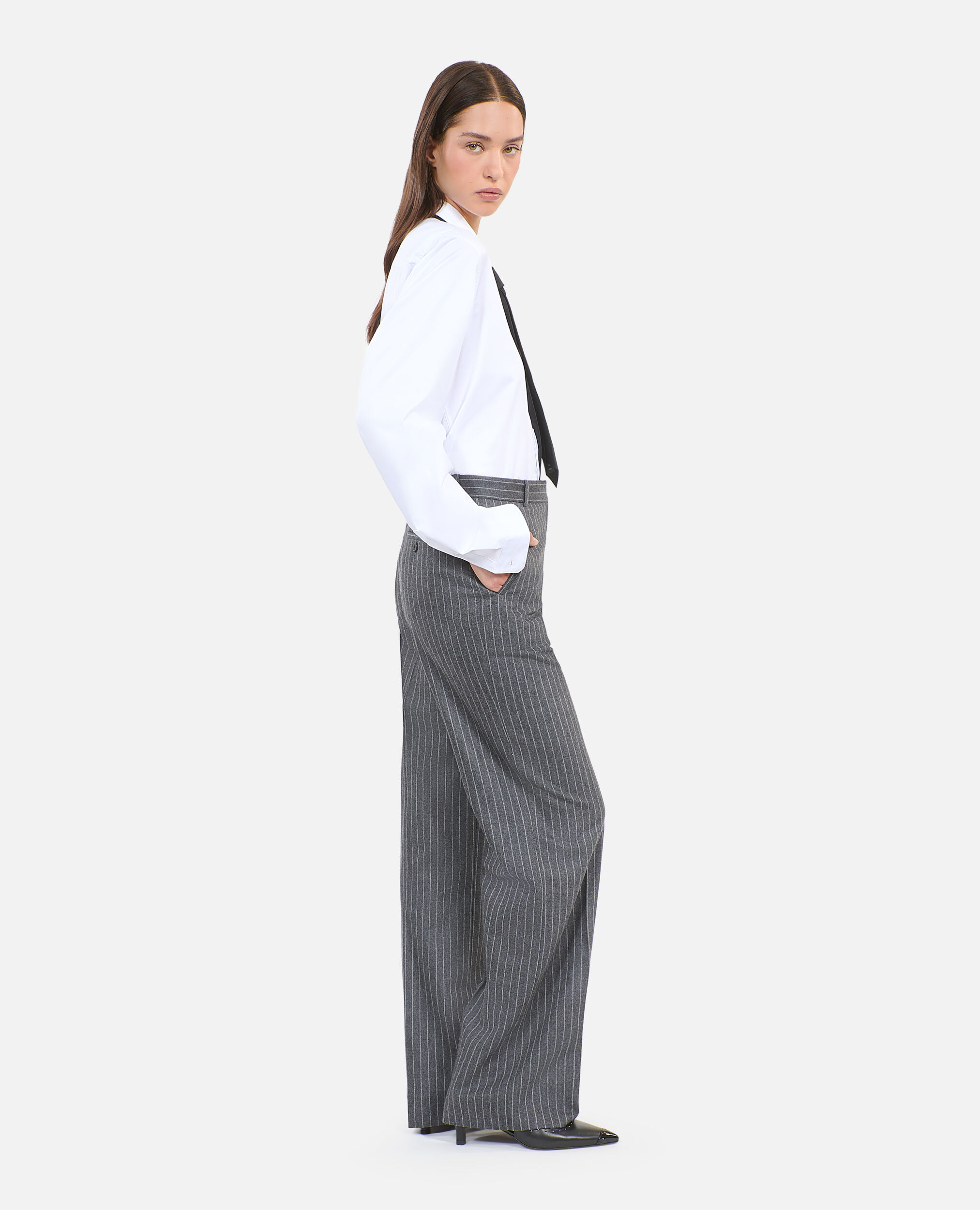 Straight striped tailored pants, LIGHT GREY, hi-res image number null