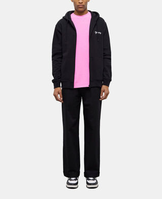 The Kooples H BLACK zipped black hooded sweatshirt with embroidery