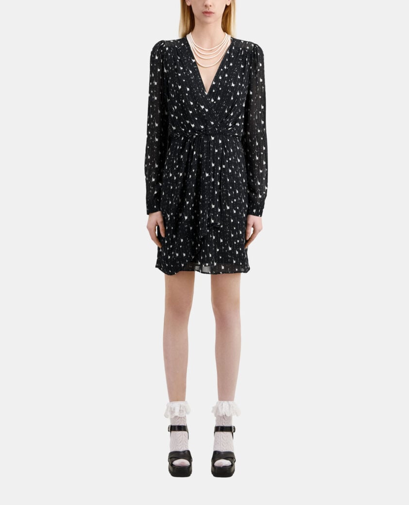 The Kooples FEMME BLACK WHITE robe courte imprim&eacute;e