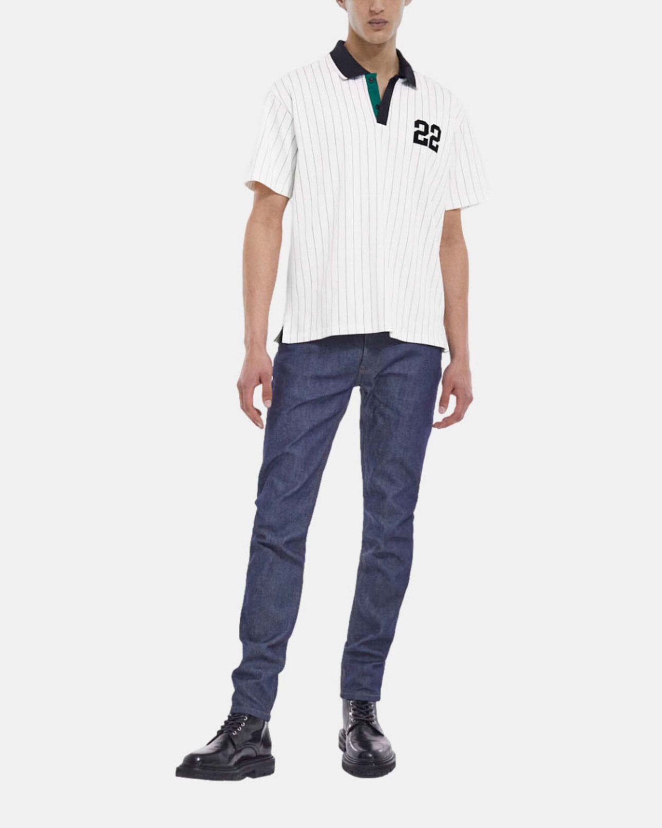 The Kooples MEN ECRU stripped polo