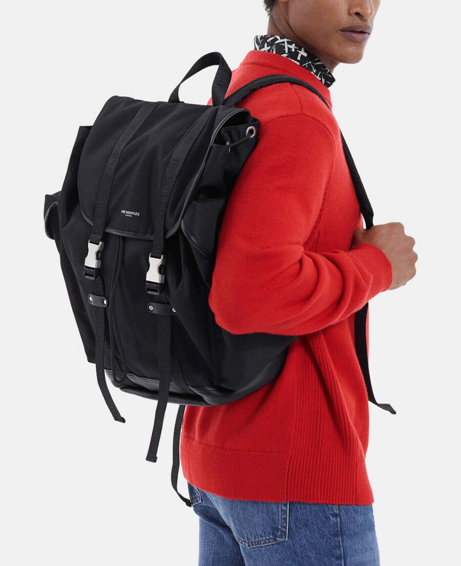 black technical backpack with pockets