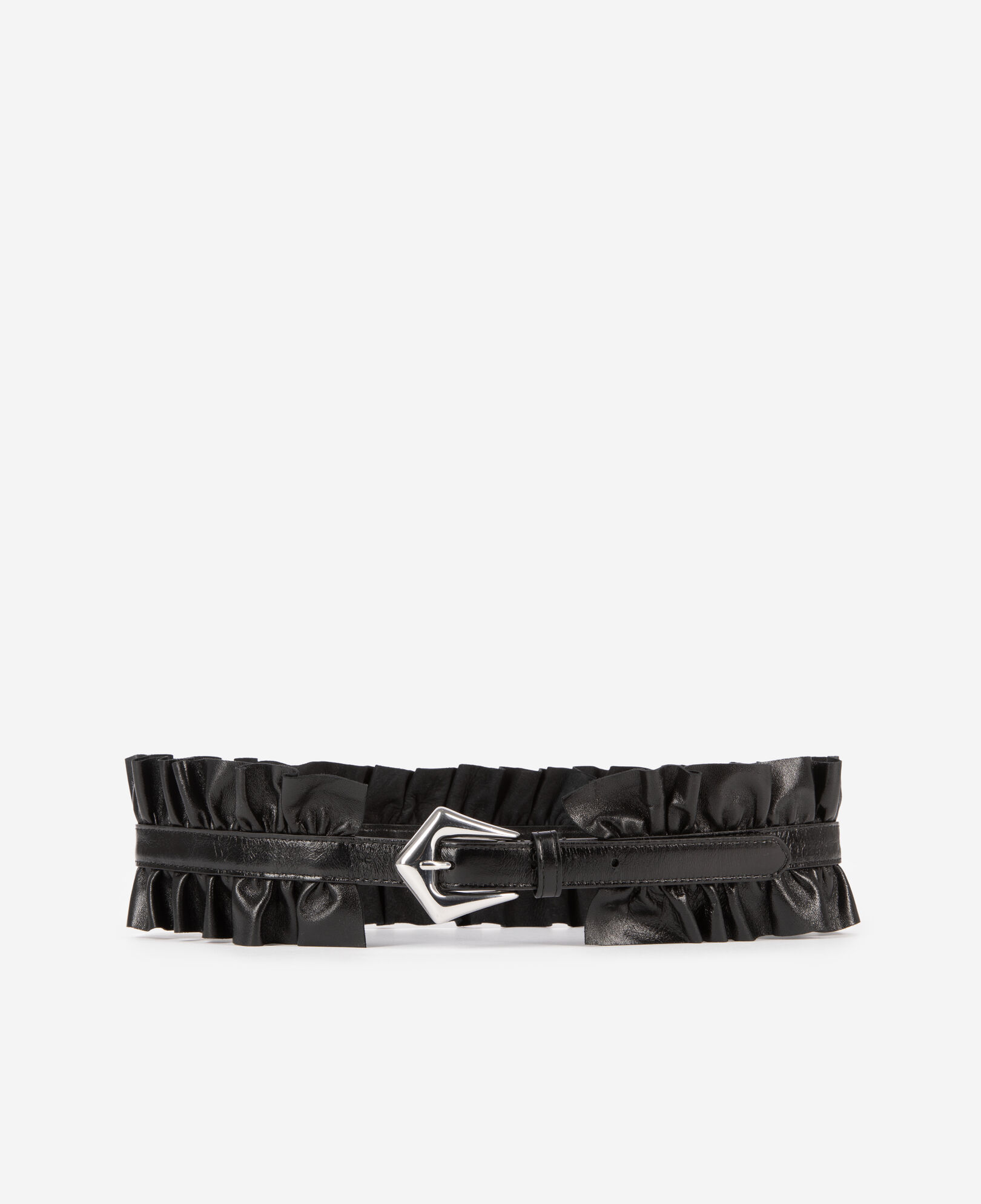 The Kooples FEMME BLACK ceinture large avec fronces en cuir noir