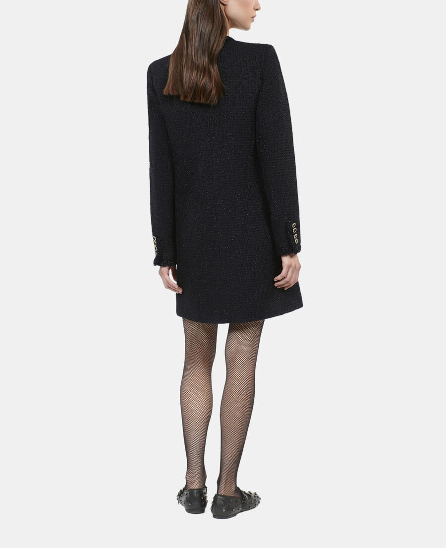 The Kooples FEMME BLACK robe courte en tweed noir