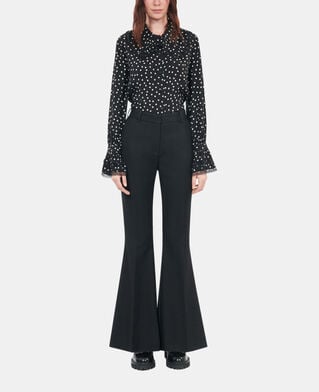 The Kooples FEMME BLACK pantalon tailleur en laine m&eacute;lang&eacute;e noir