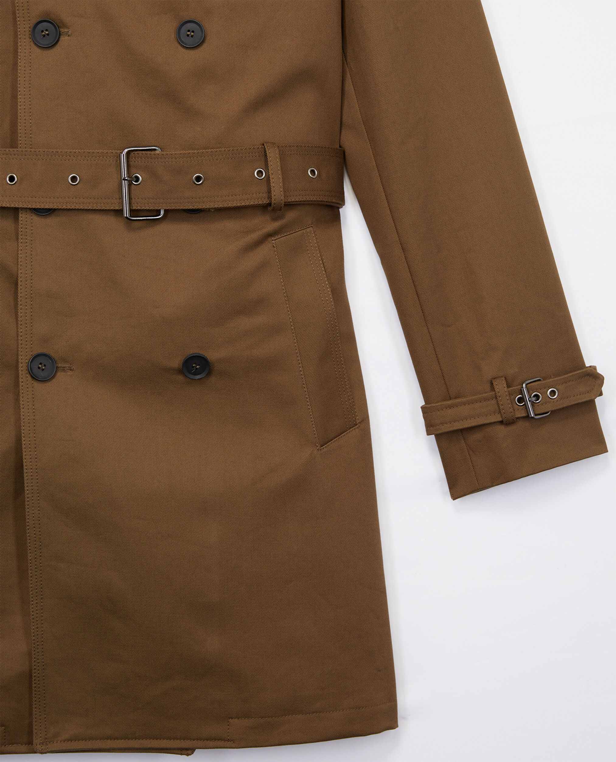 Double-breasted trench coat in cotton twill, KAKI STONE, hi-res image number null
